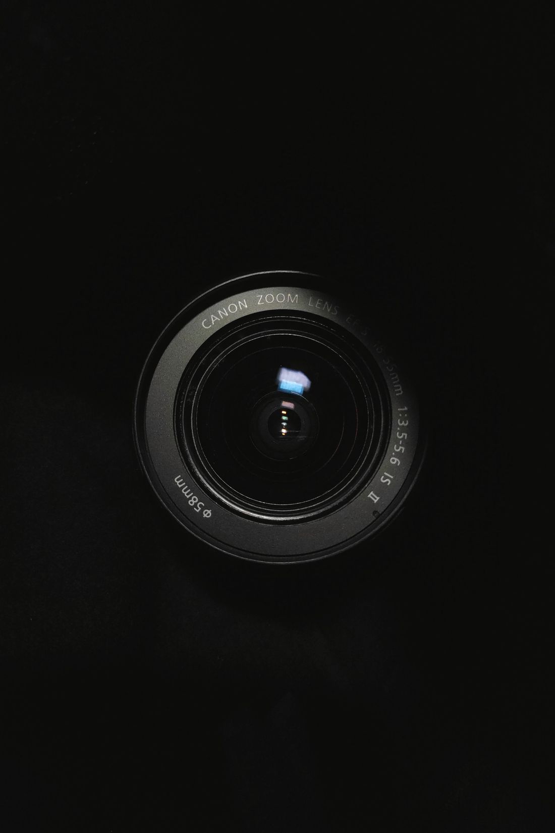 Camera lens on a black background